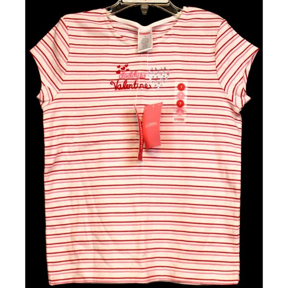 2007 Gymboree Daddy's Valentine Day Striped Shirt Heart Pink Red Rhinestones - Picture 1 of 5